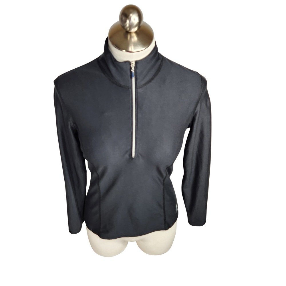 SNOW ANGEL Doe Skin 1/4 Zip Womens M Black Long Sleeve Active Baselayer‎ Stretch